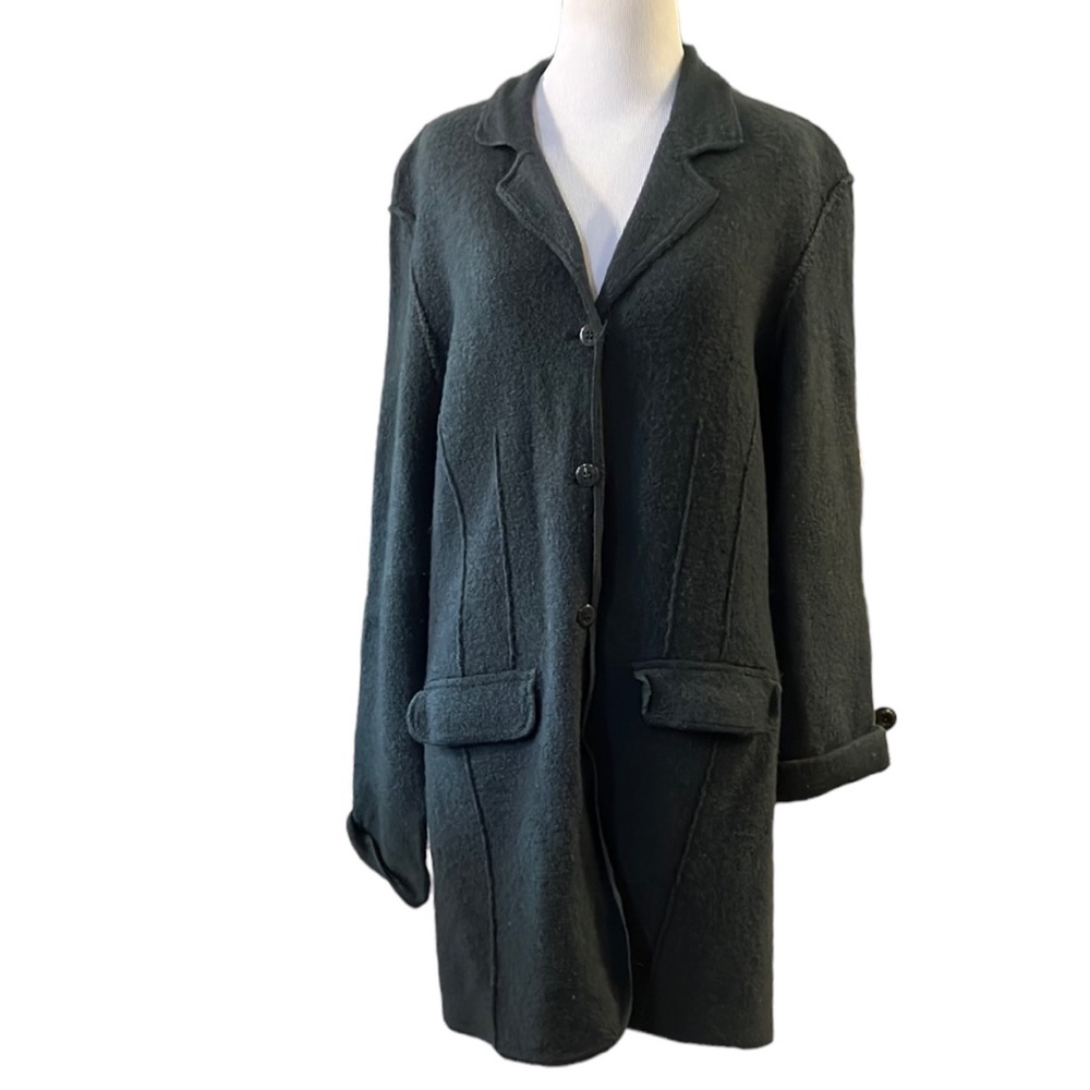 STUDIO WORKS LONG WOOL CARDIGAN SWEATER GREEN SIZE MEDIUM